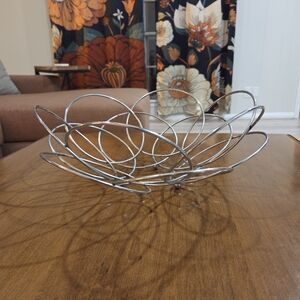 Stainless Steel Modern MCM  Silver Decorative Fruit Decor Bowl Tray